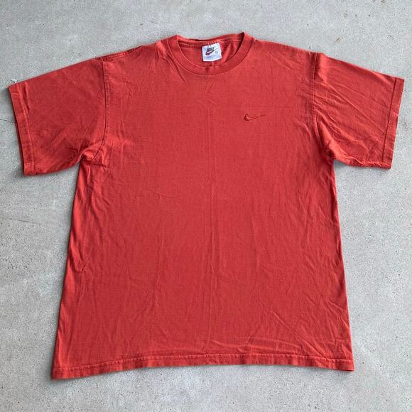 Vintage Orange 90s Nike Gym Shirt with Embroidered Nike Swoosh Y2K Size Medium - Picture 1 of 6